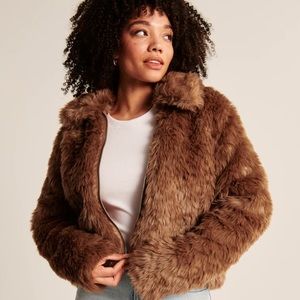 NWT Abercrombie & Fitch Brown Faux Fur Jacket